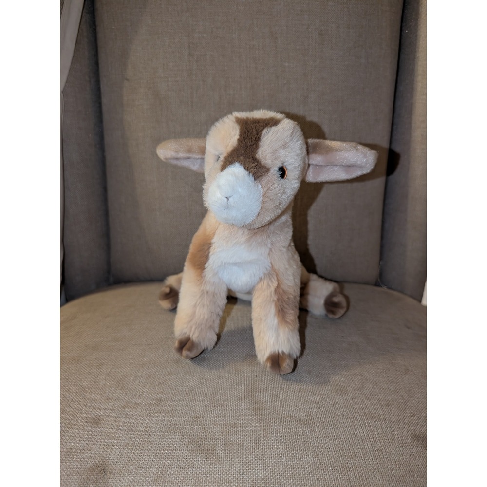 Douglas Cuddle Toy Tan Brown Goat Stuffed Animal Plush 4604 Seated 9 Inch